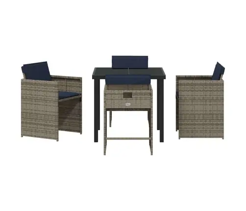 Dārza Ēdamgalds Ar Spilvenu 5 Pcs Pelēka Poliūtu Rotangpalma Vidaxl