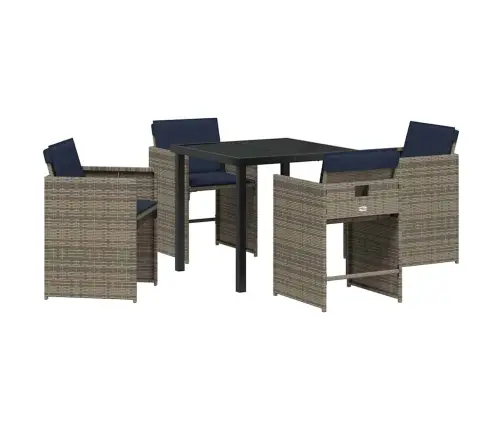 Dārza Ēdamgalds Ar Spilvenu 5 Pcs Pelēka Poliūtu Rotangpalma Vidaxl