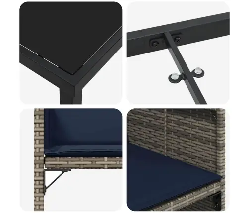 Sodo Valgomojo Komplektas Su Pagalve 5 Pcs Pilka Poliratanas