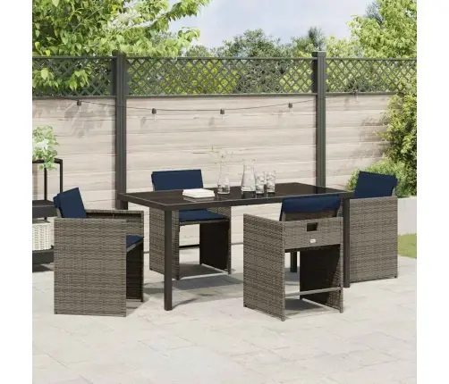 5 Daļu Dārza Galds Ar Spilveniem, Pelēks Vidaxl