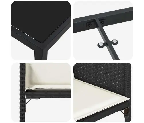 Sodo Valgomojo Komplektas Su Pagalve 5 Pcs Juoda Poliratanas