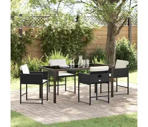 Sodo Valgomojo Komplektas Su Pagalve 5 Pcs Juoda Poliratanas