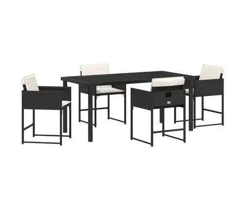 Sodo Valgomojo Komplektas Su Pagalve 5 Pcs Juoda Poliratanas