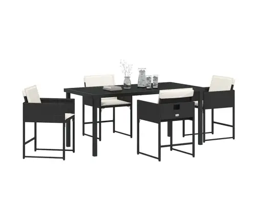 Sodo Valgomojo Komplektas Su Pagalve 5 Pcs Juoda Poliratanas