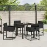 5 Daļīgu Dārza Ēdamgaldu Komplekts Ar Spilveniem, Melnā Poliratanā. Vidaxl