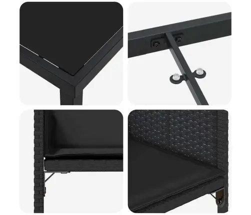 Aia Söögilaudade Komplekt Padjaga 5 Pcs Must Polürotang