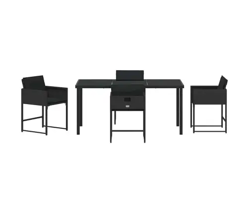 Sodo Valgomojo Komplektas Su Pagalve 5 Pcs Juoda Poliratanas