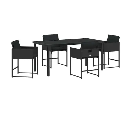 Sodo Valgomojo Komplektas Su Pagalve 5 Pcs Juoda Poliratanas