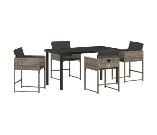 5 Daļu Dārza Galda Komplekts Ar Spilveniem, Pelēks Poliratanas Vidaxl