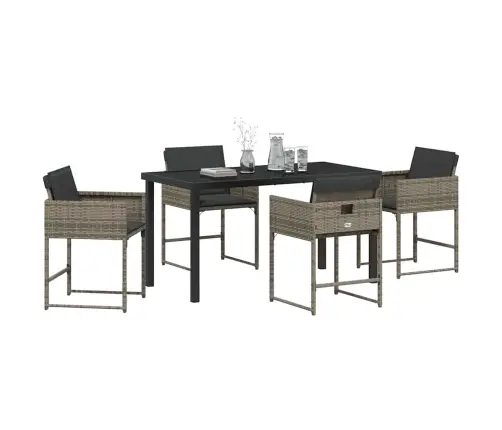 5 Daļu Dārza Galda Komplekts Ar Spilveniem, Pelēks Poliratanas Vidaxl