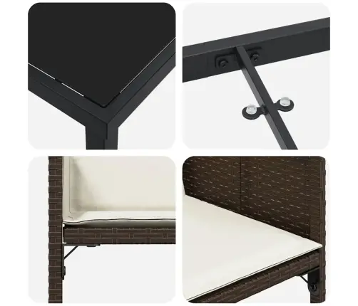 5 Daļīga Dārza Komplekts Ar Spilveniem, Brūna Polirotusa. Vidaxl