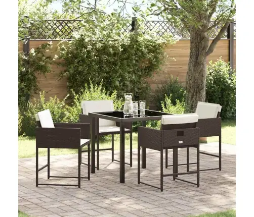 5 Daļīga Dārza Komplekts Ar Spilveniem, Brūna Polirotusa. Vidaxl