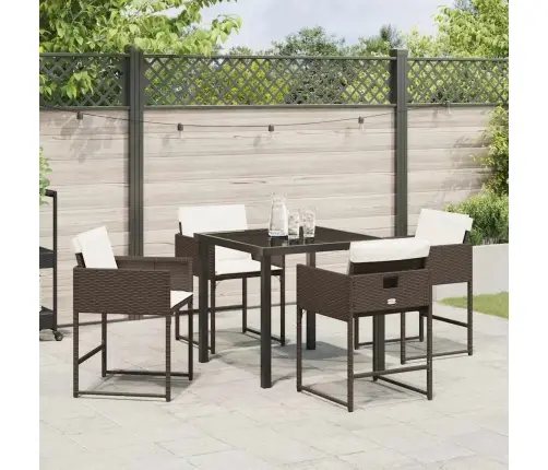 5 Daļīga Dārza Komplekts Ar Spilveniem, Brūna Polirotusa. Vidaxl