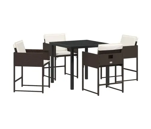 5 Daļīga Dārza Komplekts Ar Spilveniem, Brūna Polirotusa. Vidaxl