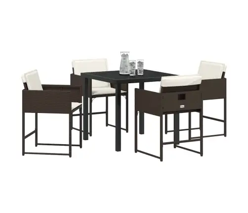 5 Daļīga Dārza Komplekts Ar Spilveniem, Brūna Polirotusa. Vidaxl