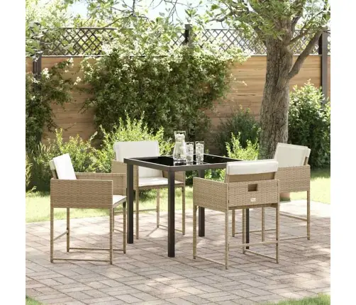 5 Daļu Dārza Galdiņš Ar Bēšiem Spilveniem, Poliratanas Vidaxl