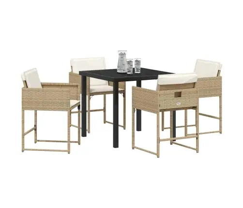 5 Daļu Dārza Galdiņš Ar Bēšiem Spilveniem, Poliratanas Vidaxl