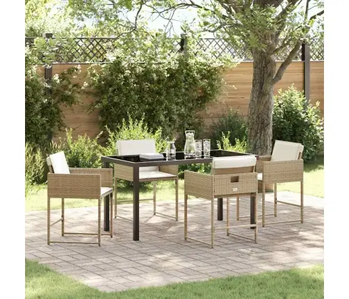 Aia Söögilaudade Komplekt Padjaga 5 Pcs Beež Polürotang