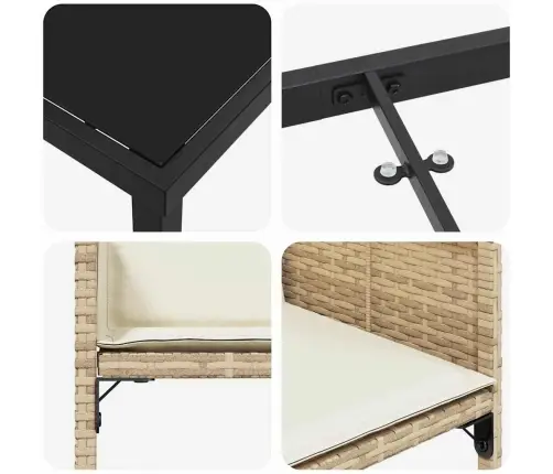 Aia Söögilaudade Komplekt Padjaga 5 Pcs Beež Polürotang