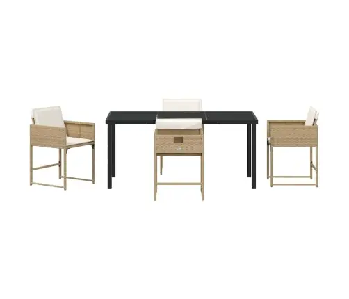 Aia Söögilaudade Komplekt Padjaga 5 Pcs Beež Polürotang