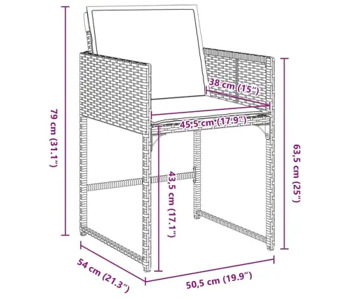 Aia Söögilaudade Komplekt Padjaga 5 Pcs Beež Polürotang