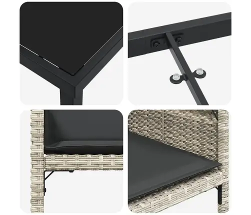 Sodo Valgomojo Komplektas 5 Pcs Šviesiai Pilka Poliratanas