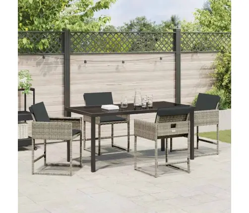 Sodo Valgomojo Komplektas 5 Pcs Šviesiai Pilka Poliratanas