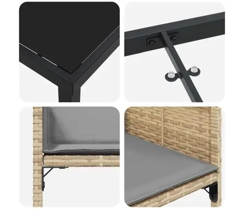 Aia Söögilaudade Komplekt Padjaga 5 Pcs Beež Polürotang