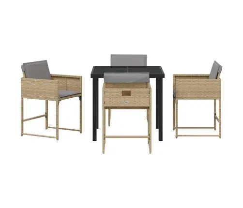 Aia Söögilaudade Komplekt Padjaga 5 Pcs Beež Polürotang