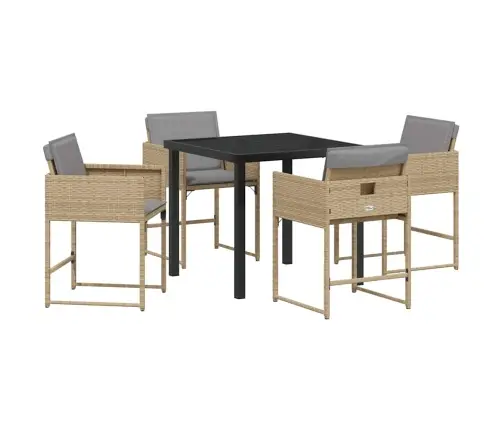 Aia Söögilaudade Komplekt Padjaga 5 Pcs Beež Polürotang