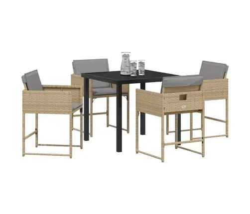 Aia Söögilaudade Komplekt Padjaga 5 Pcs Beež Polürotang