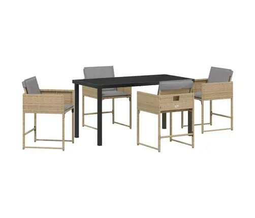 5 Daļu Dārza Galda Komplekts Ar Spilveniem, Bēšs Polirotangus Vidaxl