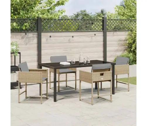 Sodo Valgomojo Komplektas Su Pagalve 5 Pcs Smėlio Poliratanas