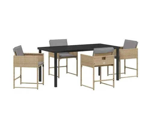 Sodo Valgomojo Komplektas Su Pagalve 5 Pcs Smėlio Poliratanas