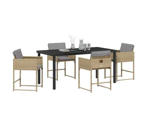 Sodo Valgomojo Komplektas Su Pagalve 5 Pcs Smėlio Poliratanas