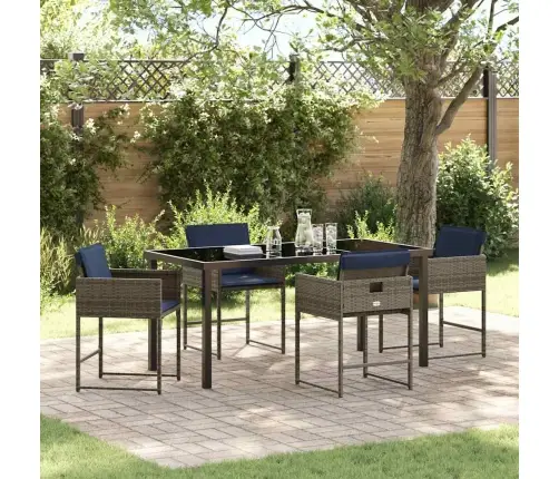 Sodo Valgomojo Komplektas Su Pagalve 5 Pcs Pilka Poli Ratanas