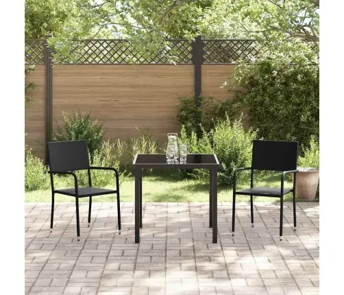3 Daļu Dārza Ēdamgaldu Komplekts Melnā Poli-Ratānā Vidaxl