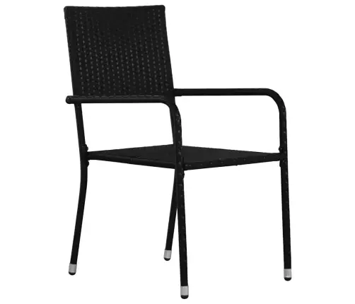 3 Daļu Dārza Ēdamgaldu Komplekts Melnā Poli-Ratānā Vidaxl