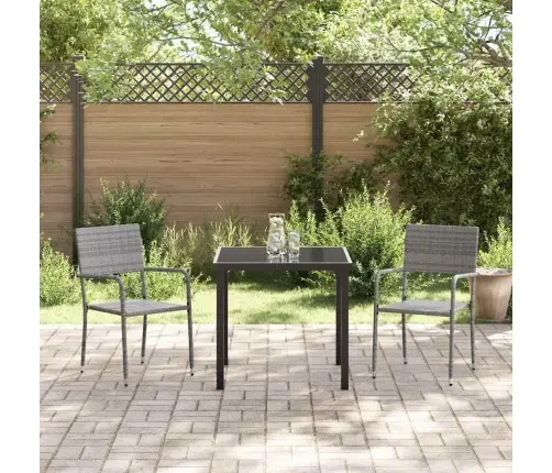 3 Daļu Dārza Ēdamgalda Komplekts Pelēkā Poliratanā Vidaxl