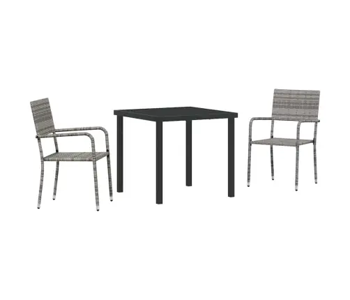 3 Daļu Dārza Ēdamgalda Komplekts Pelēkā Poliratanā Vidaxl