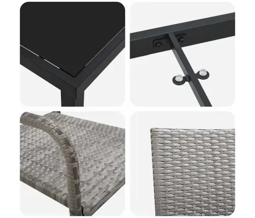 Sodo Valgomojo Komplektas 5 Pcs Pilka Poli Ratanas