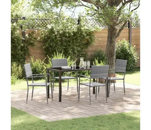 Sodo Valgomojo Komplektas 5 Pcs Pilka Poli Ratanas