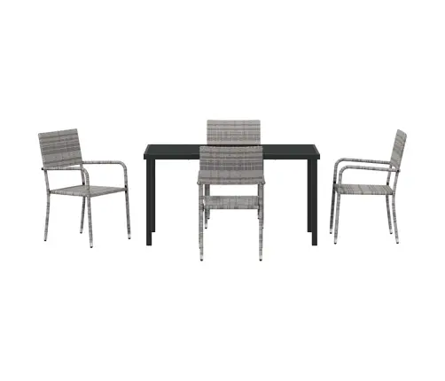 Sodo Valgomojo Komplektas 5 Pcs Pilka Poli Ratanas