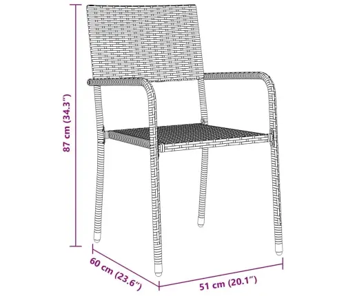 Sodo Valgomojo Komplektas 5 Pcs Pilka Poli Ratanas