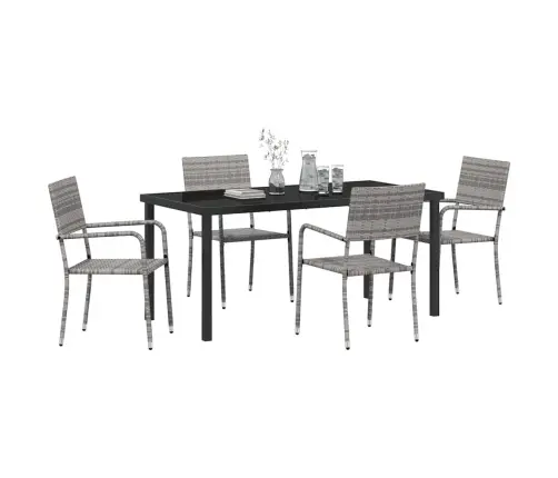 5 Daļu Dārza Ēdamgalda Komplekts – Pelēks Polirātans Vidaxl