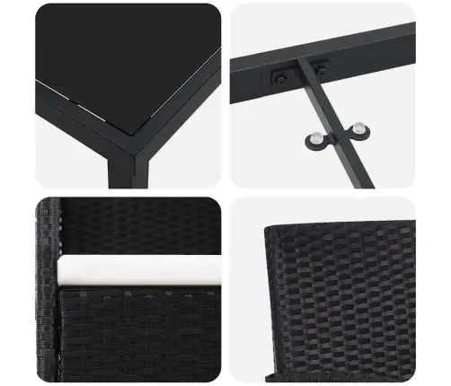 Aia Söögilaudade Komplekt Padjaga 3 Pcs Must Polürooster