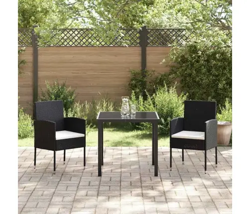 Aia Söögilaudade Komplekt Padjaga 3 Pcs Must Polürooster