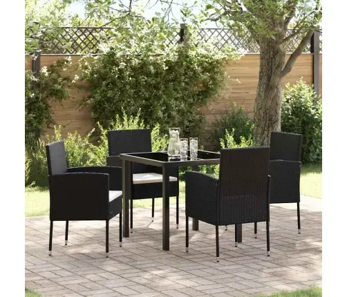 5 Daļu Dārza Galds Ar Spilveniem Melnā Poliratanā Vidaxl