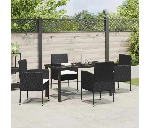 5 Daļu Dārza Galds Ar Spilveniem Melnā Polirahtanā Vidaxl