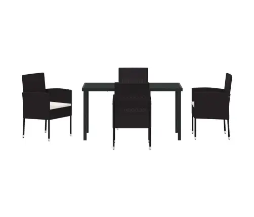 5 Daļu Dārza Galds Ar Spilveniem Melnā Polirahtanā Vidaxl